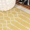 JONATHAN Y Moroccan Geometric Indoor Outdoor Square Area Rug 5X5 Navy/Beige, Ourika Textured Weave for Backyard, Patio, Porch, Easy-Cleaning, High Traffic, Pet-Friendly, Non-Shedding (SMB108K-5SQ)(Yellow/Cream)