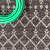JONATHAN Y Moroccan Geometric Indoor Outdoor Square Area Rug 5X5 Navy/Beige, Ourika Textured Weave for Backyard, Patio, Porch, Easy-Cleaning, High Traffic, Pet-Friendly, Non-Shedding (SMB108K-5SQ)(Black/Gray)