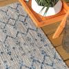 JONATHAN Y Moroccan Geometric Indoor Outdoor Square Area Rug 5X5 Navy/Beige, Ourika Textured Weave for Backyard, Patio, Porch, Easy-Cleaning, High Traffic, Pet-Friendly, Non-Shedding (SMB108K-5SQ)(Light Gray/Navy)