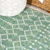 JONATHAN Y Moroccan Geometric Indoor Outdoor Square Area Rug 5X5 Navy/Beige, Ourika Textured Weave for Backyard, Patio, Porch, Easy-Cleaning, High Traffic, Pet-Friendly, Non-Shedding (SMB108K-5SQ)(Green/Cream)