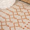 JONATHAN Y Moroccan Geometric Indoor Outdoor Square Area Rug 5X5 Navy/Beige, Ourika Textured Weave for Backyard, Patio, Porch, Easy-Cleaning, High Traffic, Pet-Friendly, Non-Shedding (SMB108K-5SQ)(Cream/Orange)