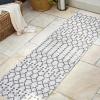 JONATHAN Y Moroccan Geometric Indoor Outdoor Square Area Rug 5X5 Navy/Beige, Ourika Textured Weave for Backyard, Patio, Porch, Easy-Cleaning, High Traffic, Pet-Friendly, Non-Shedding (SMB108K-5SQ)(Cream/Black)