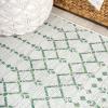 JONATHAN Y Moroccan Geometric Indoor Outdoor Square Area Rug 5X5 Navy/Beige, Ourika Textured Weave for Backyard, Patio, Porch, Easy-Cleaning, High Traffic, Pet-Friendly, Non-Shedding (SMB108K-5SQ)(Green/Ivory)