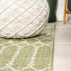JONATHAN Y Moroccan Geometric Indoor Outdoor Square Area Rug 5X5 Navy/Beige, Ourika Textured Weave for Backyard, Patio, Porch, Easy-Cleaning, High Traffic, Pet-Friendly, Non-Shedding (SMB108K-5SQ)(Light Green/Cream)