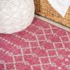 JONATHAN Y Moroccan Geometric Indoor Outdoor Square Area Rug 5X5 Navy/Beige, Ourika Textured Weave for Backyard, Patio, Porch, Easy-Cleaning, High Traffic, Pet-Friendly, Non-Shedding (SMB108K-5SQ)(Fuchsia/Light Gray)