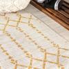 JONATHAN Y Moroccan Geometric Indoor Outdoor Square Area Rug 5X5 Navy/Beige, Ourika Textured Weave for Backyard, Patio, Porch, Easy-Cleaning, High Traffic, Pet-Friendly, Non-Shedding (SMB108K-5SQ)(Cream/Yellow)