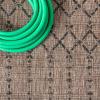 JONATHAN Y Moroccan Geometric Indoor Outdoor Square Area Rug 5X5 Navy/Beige, Ourika Textured Weave for Backyard, Patio, Porch, Easy-Cleaning, High Traffic, Pet-Friendly, Non-Shedding (SMB108K-5SQ)(Natural/Black)