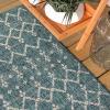 JONATHAN Y Moroccan Geometric Indoor Outdoor Square Area Rug 5X5 Navy/Beige, Ourika Textured Weave for Backyard, Patio, Porch, Easy-Cleaning, High Traffic, Pet-Friendly, Non-Shedding (SMB108K-5SQ)(Teal/Gray)