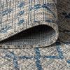 JONATHAN Y Moroccan Geometric Indoor Outdoor Square Area Rug 5X5 Navy/Beige, Ourika Textured Weave for Backyard, Patio, Porch, Easy-Cleaning, High Traffic, Pet-Friendly, Non-Shedding (SMB108K-5SQ)(Light Gray/Navy)