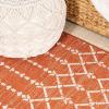 JONATHAN Y Moroccan Geometric Indoor Outdoor Square Area Rug 5X5 Navy/Beige, Ourika Textured Weave for Backyard, Patio, Porch, Easy-Cleaning, High Traffic, Pet-Friendly, Non-Shedding (SMB108K-5SQ)(Orange/Cream)