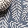 JONATHAN Y Palm Frond Indoor Outdoor Round Area Rug 5 Ft Cream/Green, Nevis for Backyard, Patio, Porch, Easy-Cleaning, High Traffic, Pet-Friendly, Non-Shedding (SMB119G-5R)(Navy/Ivory)