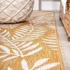 JONATHAN Y Palm Frond Indoor Outdoor Round Area Rug 5 Ft Cream/Green, Nevis for Backyard, Patio, Porch, Easy-Cleaning, High Traffic, Pet-Friendly, Non-Shedding (SMB119G-5R)(Yellow/Cream)