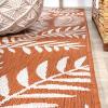 JONATHAN Y Palm Frond Indoor Outdoor Round Area Rug 5 Ft Cream/Green, Nevis for Backyard, Patio, Porch, Easy-Cleaning, High Traffic, Pet-Friendly, Non-Shedding (SMB119G-5R)(Orange/Cream)