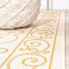 JONATHAN Y Vintage Filigree Indoor Outdoor Round Area Rug 5 Ft Yellow/Cream, Charleston Textured Weave for Backyard, Patio, Porch, Easy-Cleaning, High Traffic, Pet-Friendly, Non-Shedding (SMB106L-5R)(Cream/Yellow)