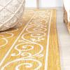 JONATHAN Y Vintage Filigree Indoor Outdoor Round Area Rug 5 Ft Yellow/Cream, Charleston Textured Weave for Backyard, Patio, Porch, Easy-Cleaning, High Traffic, Pet-Friendly, Non-Shedding (SMB106L-5R)(Yellow/Cream)