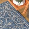 JONATHAN Y Vintage Filigree Indoor Outdoor Round Area Rug 5 Ft Yellow/Cream, Charleston Textured Weave for Backyard, Patio, Porch, Easy-Cleaning, High Traffic, Pet-Friendly, Non-Shedding (SMB106L-5R)(Navy/Gray)