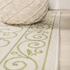 JONATHAN Y Vintage Filigree Indoor Outdoor Round Area Rug 5 Ft Yellow/Cream, Charleston Textured Weave for Backyard, Patio, Porch, Easy-Cleaning, High Traffic, Pet-Friendly, Non-Shedding (SMB106L-5R)(Cream/Green)