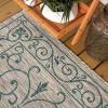 JONATHAN Y Vintage Filigree Indoor Outdoor Round Area Rug 5 Ft Yellow/Cream, Charleston Textured Weave for Backyard, Patio, Porch, Easy-Cleaning, High Traffic, Pet-Friendly, Non-Shedding (SMB106L-5R)(Gray/Teal)