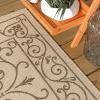 JONATHAN Y Vintage Filigree Indoor Outdoor Round Area Rug 5 Ft Yellow/Cream, Charleston Textured Weave for Backyard, Patio, Porch, Easy-Cleaning, High Traffic, Pet-Friendly, Non-Shedding (SMB106L-5R)(Beige/Brown)