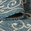 JONATHAN Y Vintage Filigree Indoor Outdoor Round Area Rug 5 Ft Yellow/Cream, Charleston Textured Weave for Backyard, Patio, Porch, Easy-Cleaning, High Traffic, Pet-Friendly, Non-Shedding (SMB106L-5R)(Teal/Gray)