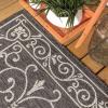 JONATHAN Y Vintage Filigree Indoor Outdoor Round Area Rug 5 Ft Yellow/Cream, Charleston Textured Weave for Backyard, Patio, Porch, Easy-Cleaning, High Traffic, Pet-Friendly, Non-Shedding (SMB106L-5R)(Black/Gray)