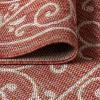 JONATHAN Y Vintage Filigree Indoor Outdoor Round Area Rug 5 Ft Yellow/Cream, Charleston Textured Weave for Backyard, Patio, Porch, Easy-Cleaning, High Traffic, Pet-Friendly, Non-Shedding (SMB106L-5R)(Red/Beige)