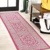 JONATHAN Y Medallion Weave Indoor Outdoor Round Area Rug 5 Ft Yellow/Cream, Sinjuri Textured for Backyard, Patio, Porch, Easy-Cleaning, High Traffic, Pet-Friendly, Non-Shedding (SMB101I-5R)(Fuchsia/Light Gray)