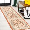 JONATHAN Y Medallion Weave Indoor Outdoor Round Area Rug 5 Ft Yellow/Cream, Sinjuri Textured for Backyard, Patio, Porch, Easy-Cleaning, High Traffic, Pet-Friendly, Non-Shedding (SMB101I-5R)(Orange/Cream)