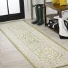 JONATHAN Y Medallion Weave Indoor Outdoor Round Area Rug 5 Ft Yellow/Cream, Sinjuri Textured for Backyard, Patio, Porch, Easy-Cleaning, High Traffic, Pet-Friendly, Non-Shedding (SMB101I-5R)(Green/Cream)