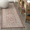 JONATHAN Y Medallion Weave Indoor Outdoor Round Area Rug 5 Ft Yellow/Cream, Sinjuri Textured for Backyard, Patio, Porch, Easy-Cleaning, High Traffic, Pet-Friendly, Non-Shedding (SMB101I-5R)(Red/Taupe)