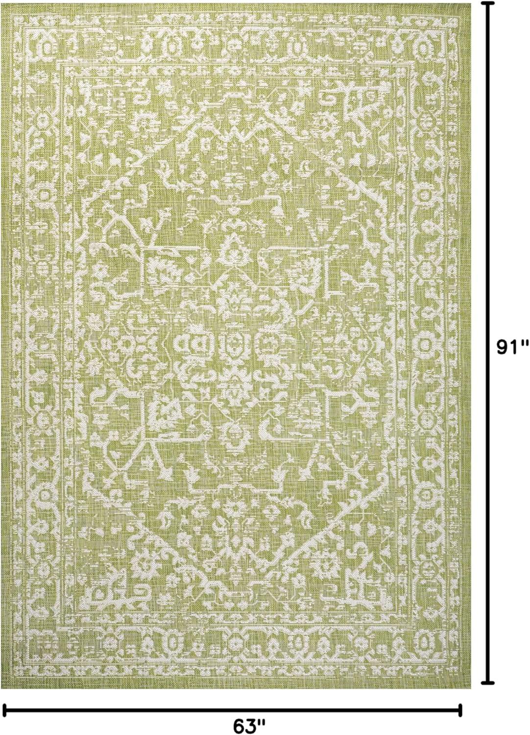 image:imageJONATHAN Y Boho Medallion Indoor Outdoor Area Rug 3X5 FuchsiaLight Gray Malta Textured Weave for Backyard Patio Porch EasyCleaning High Traffic PetFriendly NonShedding SMB104E3GreenCream