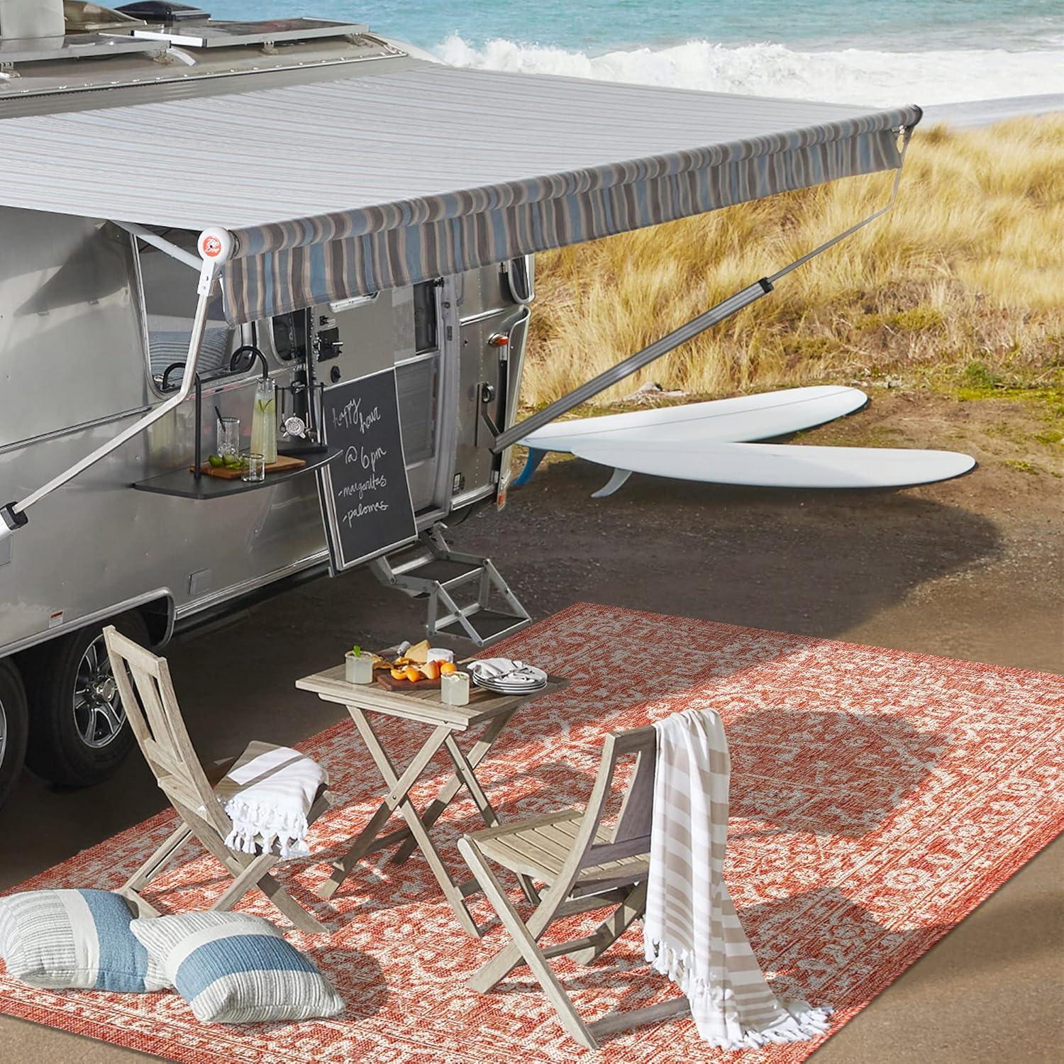 image:imageJONATHAN Y Boho Medallion Indoor Outdoor Area Rug 3X5 FuchsiaLight Gray Malta Textured Weave for Backyard Patio Porch EasyCleaning High Traffic PetFriendly NonShedding SMB104E3RedTaupe