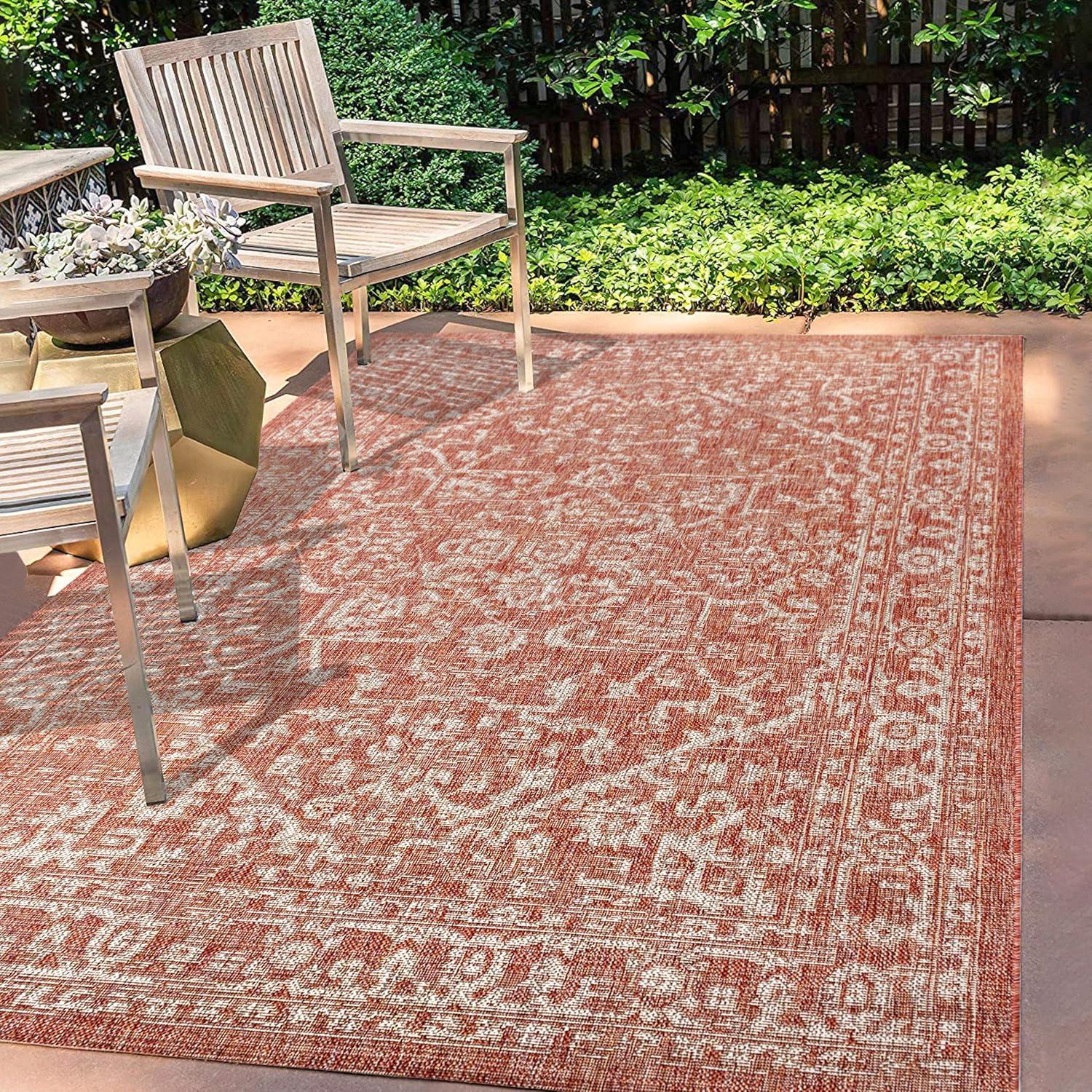 image:imageJONATHAN Y Boho Medallion Indoor Outdoor Area Rug 3X5 FuchsiaLight Gray Malta Textured Weave for Backyard Patio Porch EasyCleaning High Traffic PetFriendly NonShedding SMB104E3RedTaupe