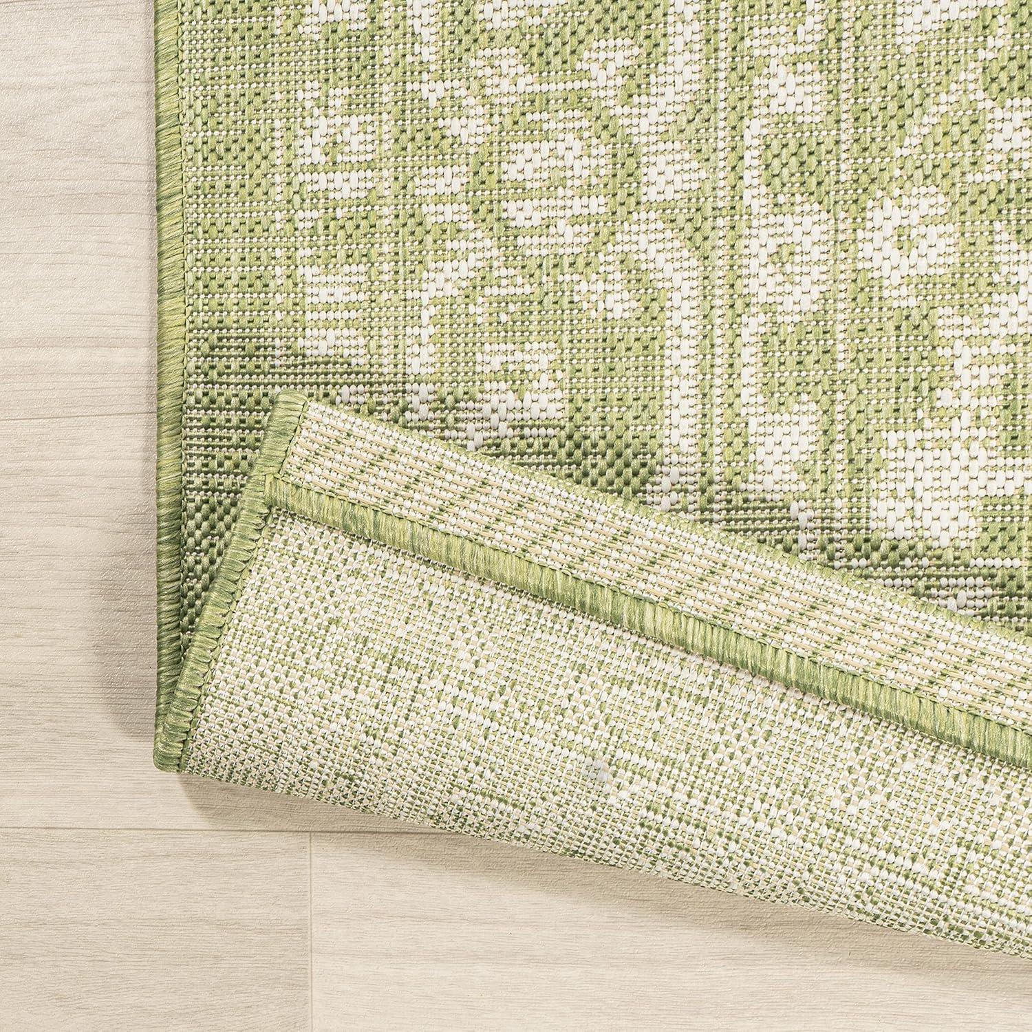 image:imageJONATHAN Y Boho Medallion Indoor Outdoor Area Rug 3X5 FuchsiaLight Gray Malta Textured Weave for Backyard Patio Porch EasyCleaning High Traffic PetFriendly NonShedding SMB104E3GreenCream