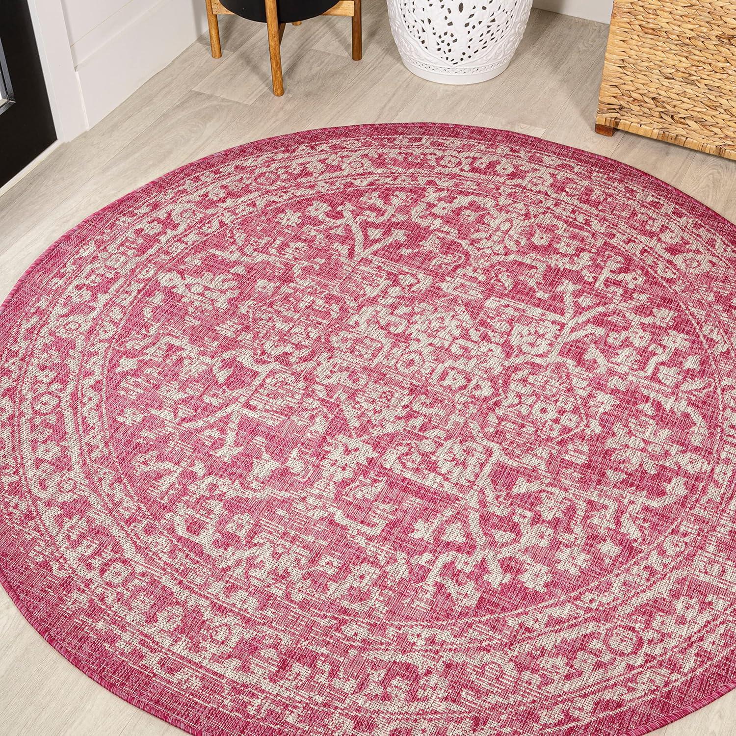 image:imageJONATHAN Y Boho Medallion Indoor Outdoor Area Rug 3X5 FuchsiaLight Gray Malta Textured Weave for Backyard Patio Porch EasyCleaning High Traffic PetFriendly NonShedding SMB104E3FuchsiaLight Gray