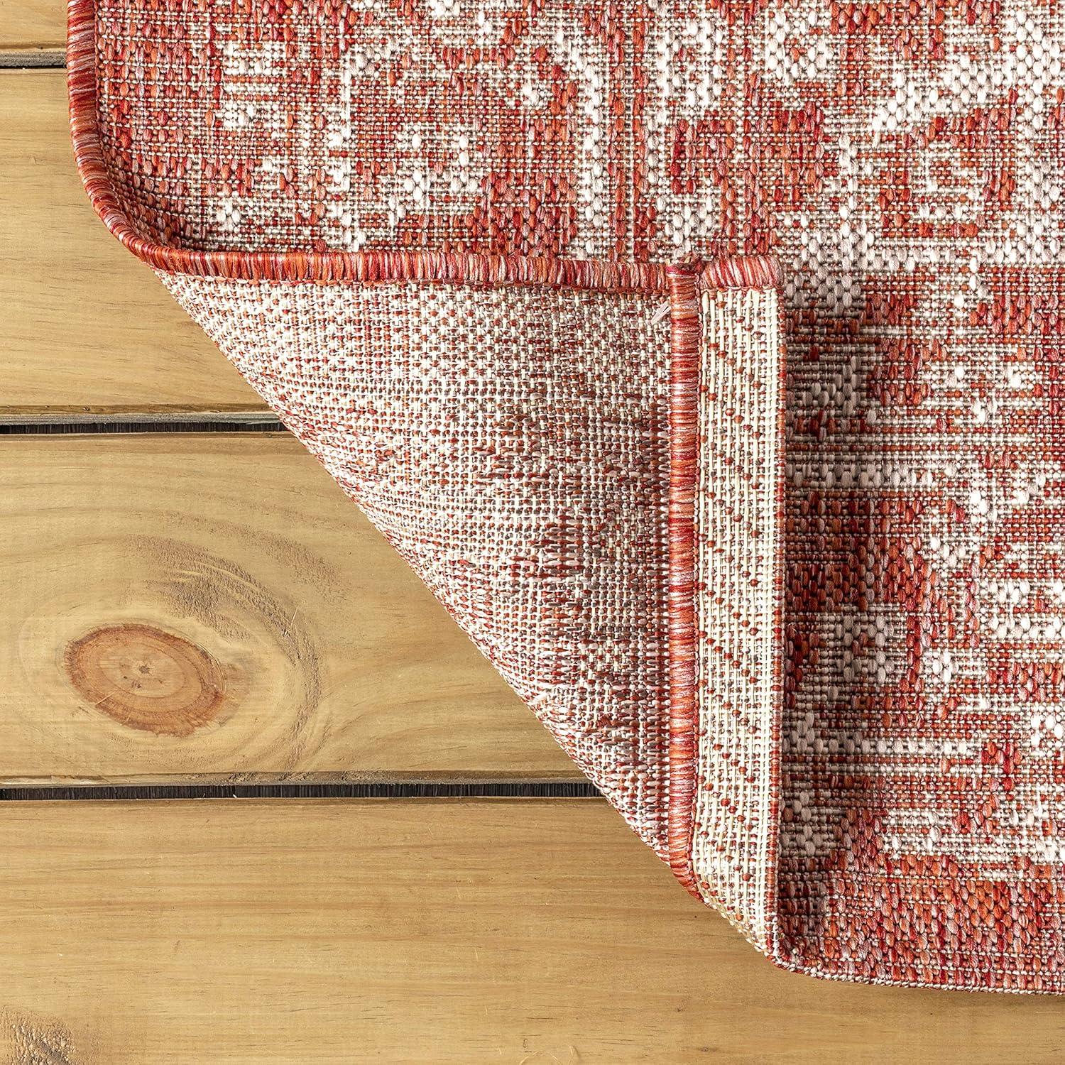 image:imageJONATHAN Y Boho Medallion Indoor Outdoor Area Rug 3X5 FuchsiaLight Gray Malta Textured Weave for Backyard Patio Porch EasyCleaning High Traffic PetFriendly NonShedding SMB104E3RedTaupe