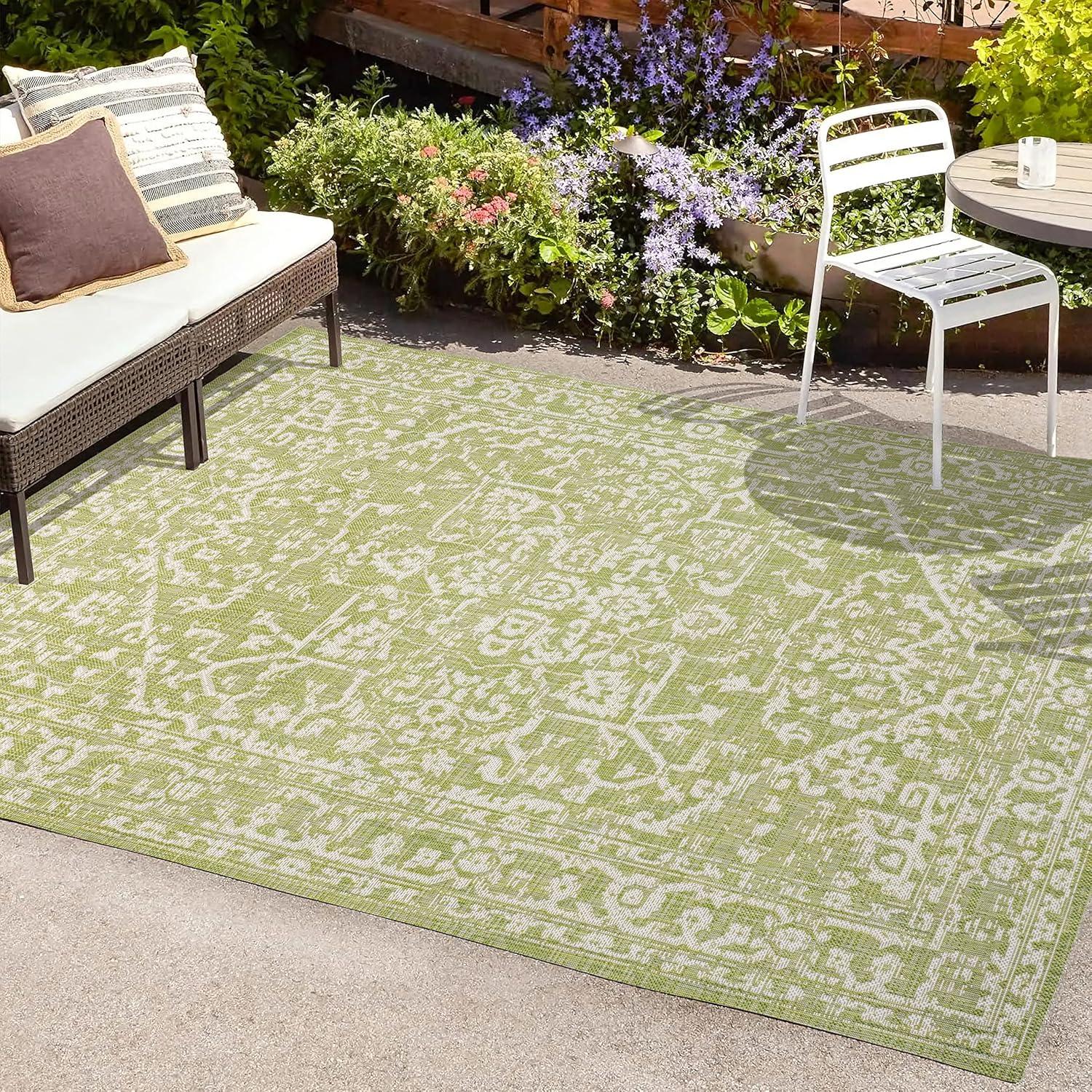 image:imageJONATHAN Y Boho Medallion Indoor Outdoor Area Rug 3X5 FuchsiaLight Gray Malta Textured Weave for Backyard Patio Porch EasyCleaning High Traffic PetFriendly NonShedding SMB104E3GreenCream