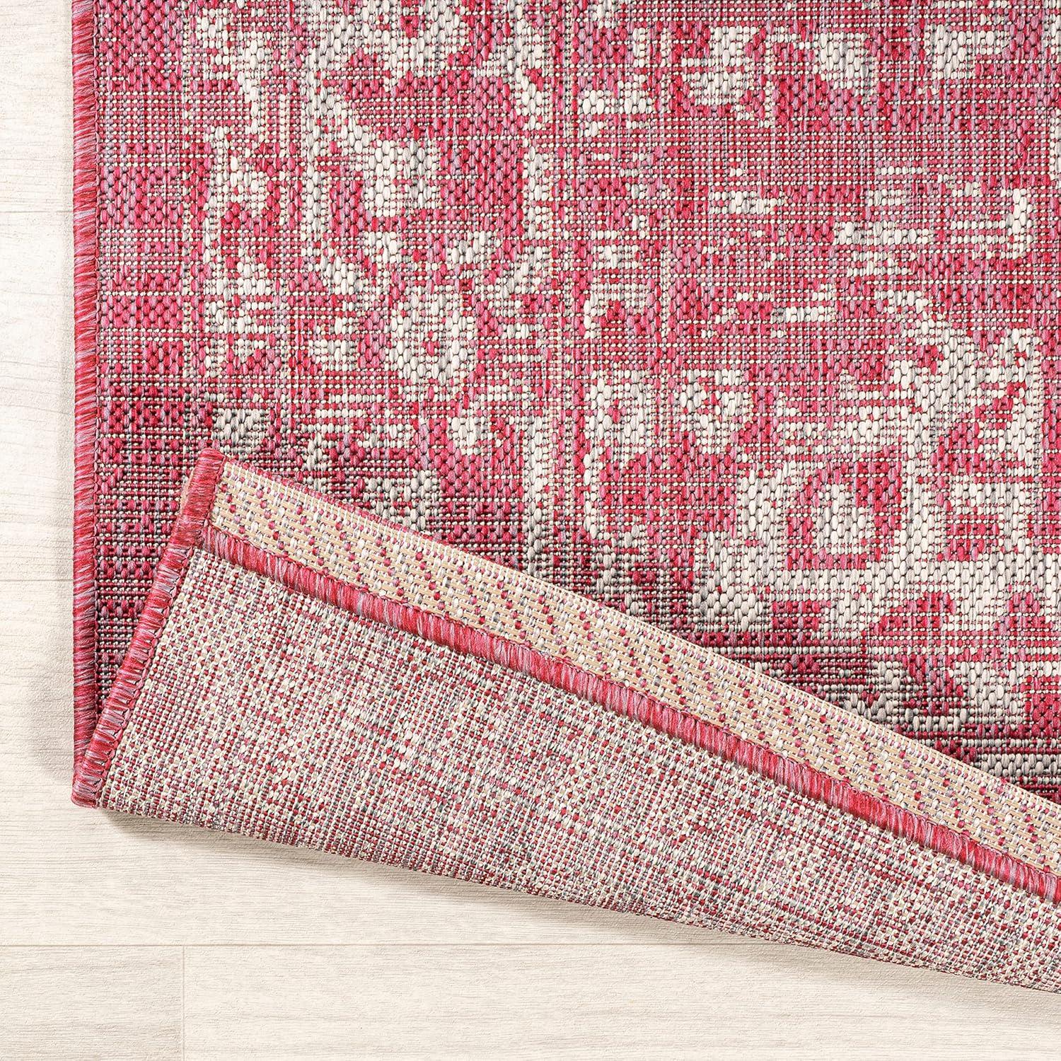 image:imageJONATHAN Y Boho Medallion Indoor Outdoor Area Rug 3X5 FuchsiaLight Gray Malta Textured Weave for Backyard Patio Porch EasyCleaning High Traffic PetFriendly NonShedding SMB104E3FuchsiaLight Gray