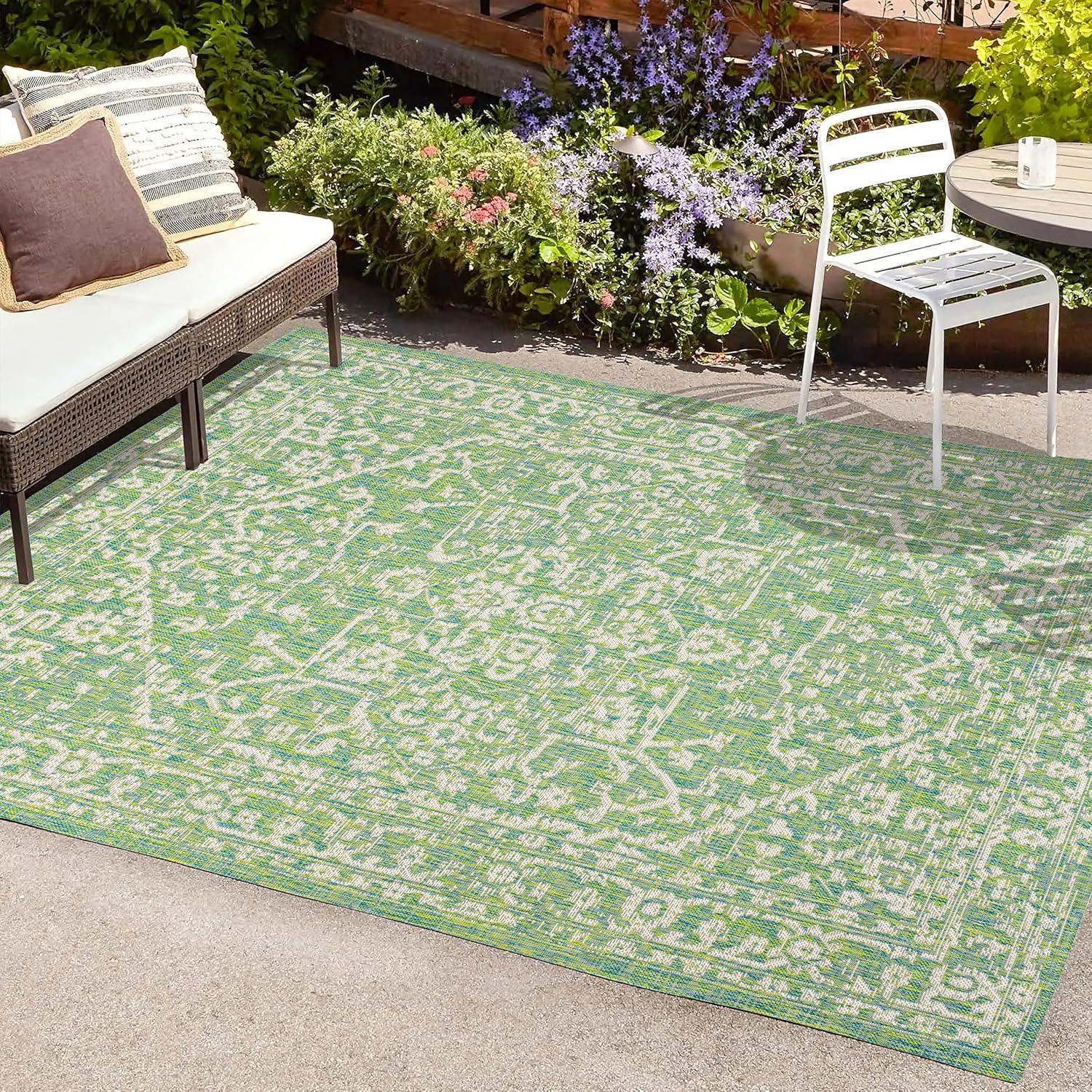 image:imageJONATHAN Y Boho Medallion Indoor Outdoor Area Rug 3X5 FuchsiaLight Gray Malta Textured Weave for Backyard Patio Porch EasyCleaning High Traffic PetFriendly NonShedding SMB104E3CreamGreen