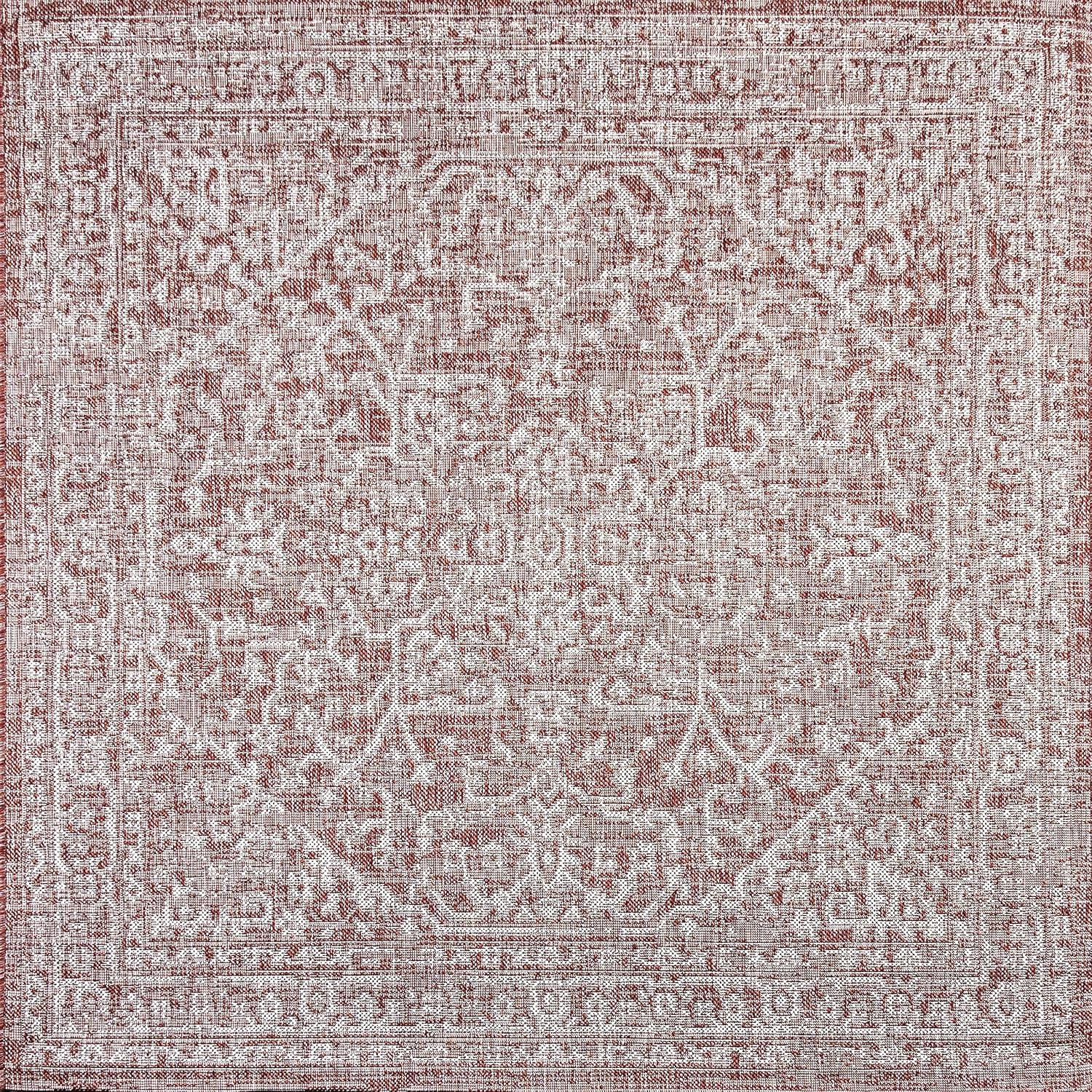 image:imageJONATHAN Y Boho Medallion Indoor Outdoor Area Rug 3X5 FuchsiaLight Gray Malta Textured Weave for Backyard Patio Porch EasyCleaning High Traffic PetFriendly NonShedding SMB104E3RedTaupe