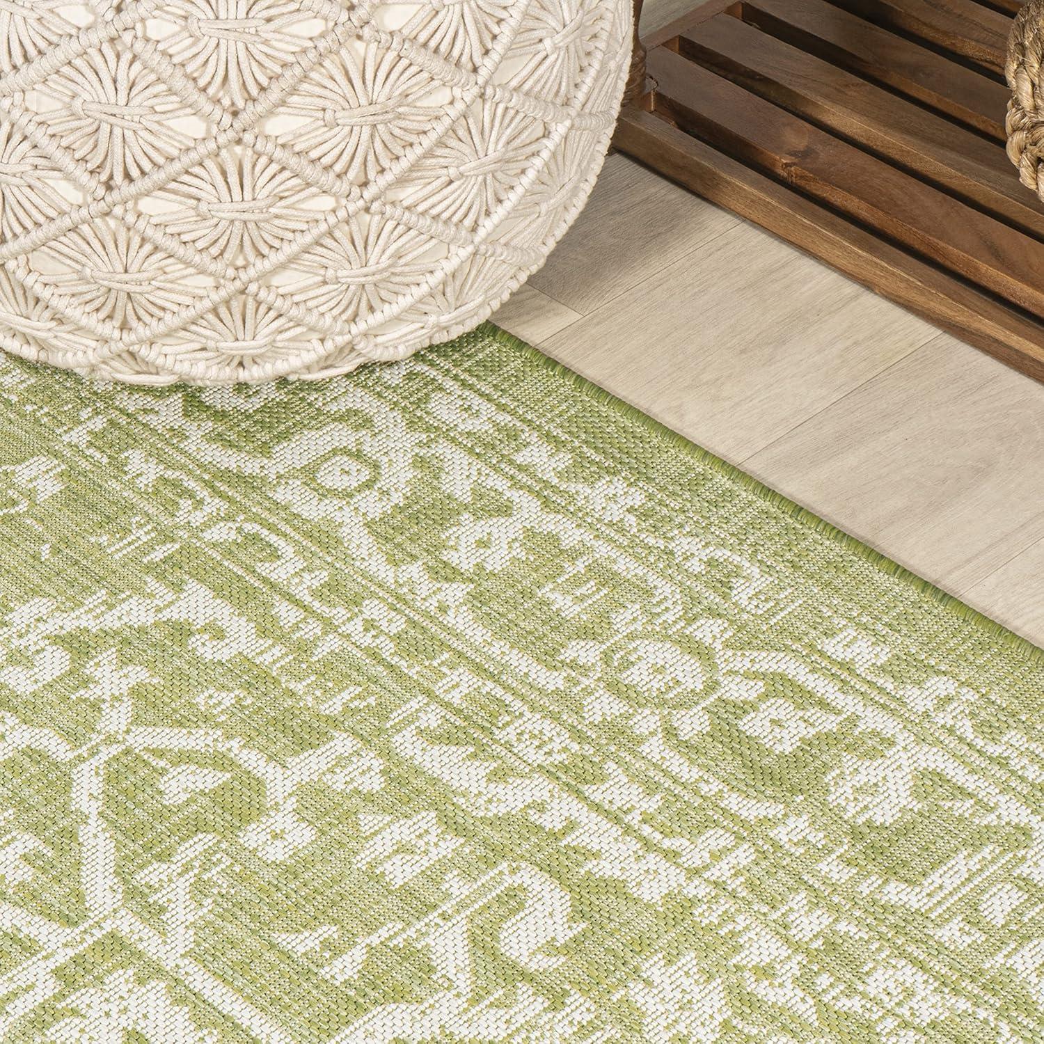 image:imageJONATHAN Y Boho Medallion Indoor Outdoor Area Rug 3X5 FuchsiaLight Gray Malta Textured Weave for Backyard Patio Porch EasyCleaning High Traffic PetFriendly NonShedding SMB104E3GreenCream