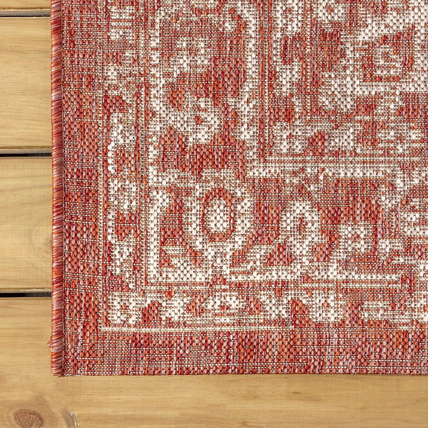 image:imageJONATHAN Y Boho Medallion Indoor Outdoor Area Rug 3X5 FuchsiaLight Gray Malta Textured Weave for Backyard Patio Porch EasyCleaning High Traffic PetFriendly NonShedding SMB104E3RedTaupe