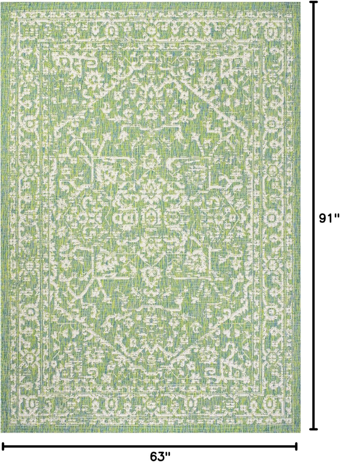 image:imageJONATHAN Y Boho Medallion Indoor Outdoor Area Rug 3X5 FuchsiaLight Gray Malta Textured Weave for Backyard Patio Porch EasyCleaning High Traffic PetFriendly NonShedding SMB104E3CreamGreen