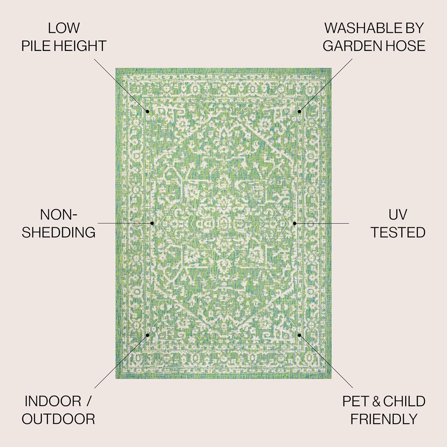 image:imageJONATHAN Y Boho Medallion Indoor Outdoor Area Rug 3X5 FuchsiaLight Gray Malta Textured Weave for Backyard Patio Porch EasyCleaning High Traffic PetFriendly NonShedding SMB104E3CreamGreen