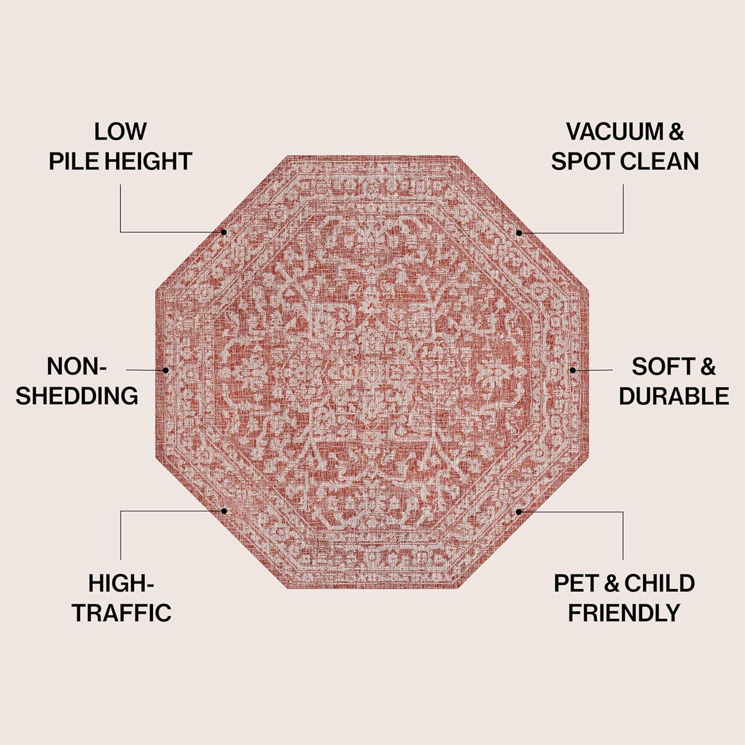 image:imageJONATHAN Y Boho Medallion Indoor Outdoor Area Rug 3X5 FuchsiaLight Gray Malta Textured Weave for Backyard Patio Porch EasyCleaning High Traffic PetFriendly NonShedding SMB104E3RedTaupe