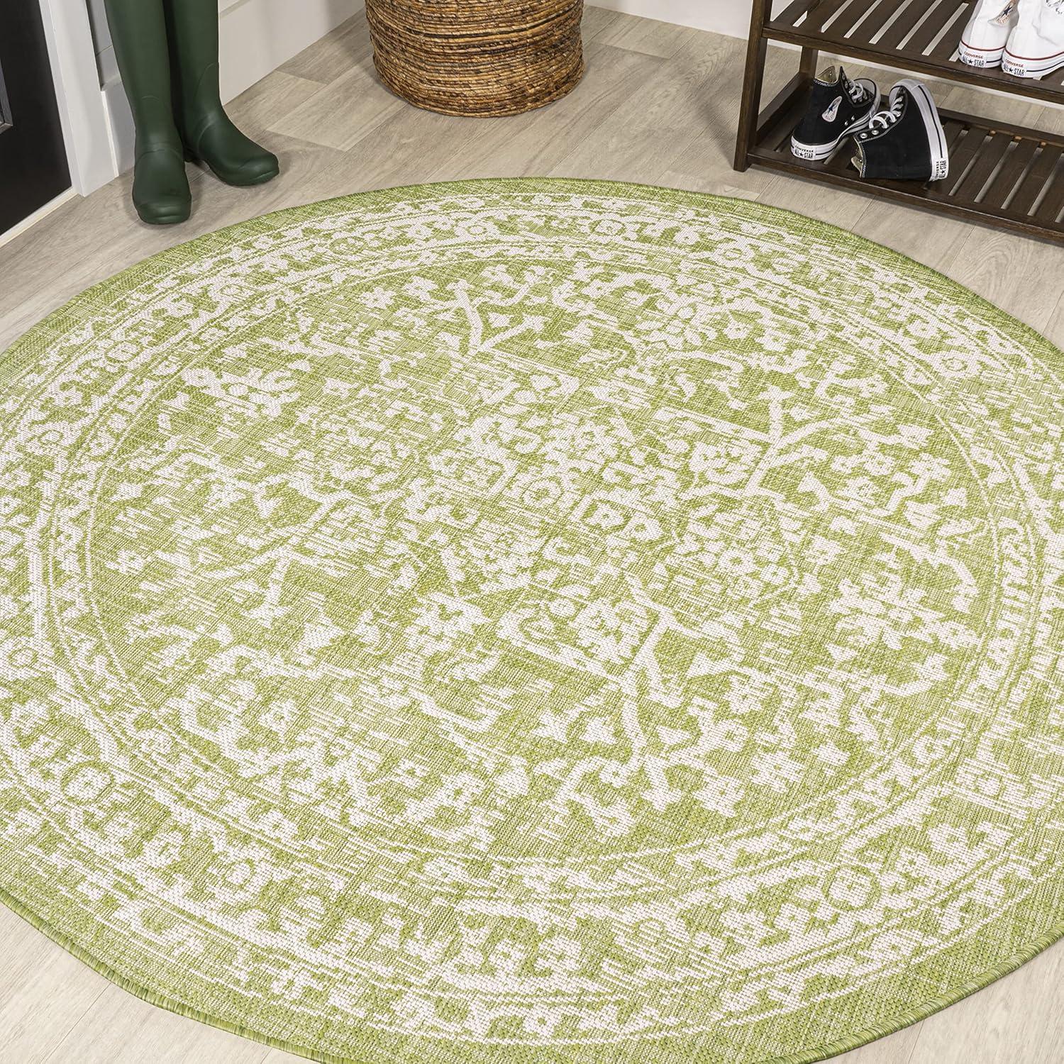 image:imageJONATHAN Y Boho Medallion Indoor Outdoor Area Rug 3X5 FuchsiaLight Gray Malta Textured Weave for Backyard Patio Porch EasyCleaning High Traffic PetFriendly NonShedding SMB104E3GreenCream