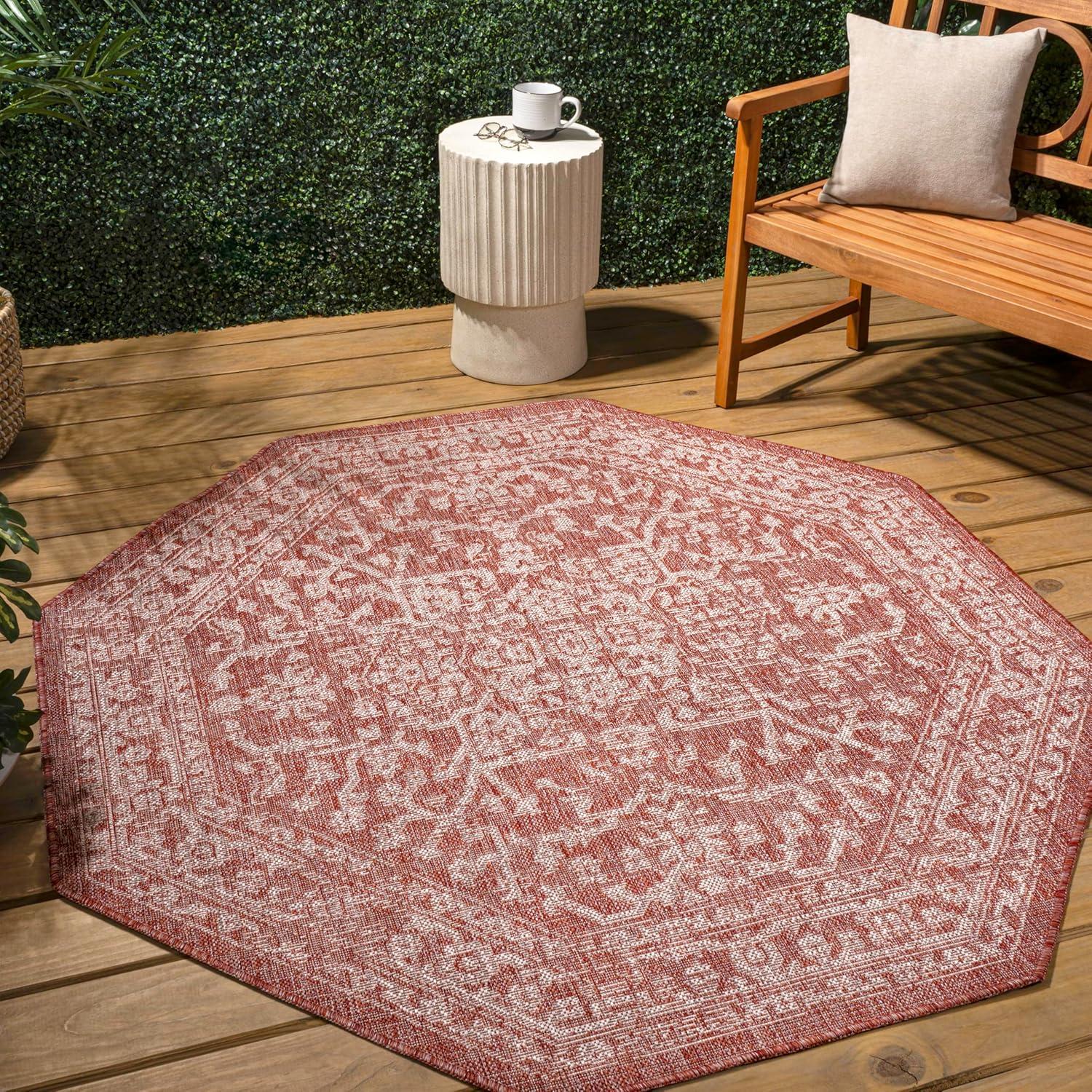 image:imageJONATHAN Y Boho Medallion Indoor Outdoor Area Rug 3X5 FuchsiaLight Gray Malta Textured Weave for Backyard Patio Porch EasyCleaning High Traffic PetFriendly NonShedding SMB104E3RedTaupe