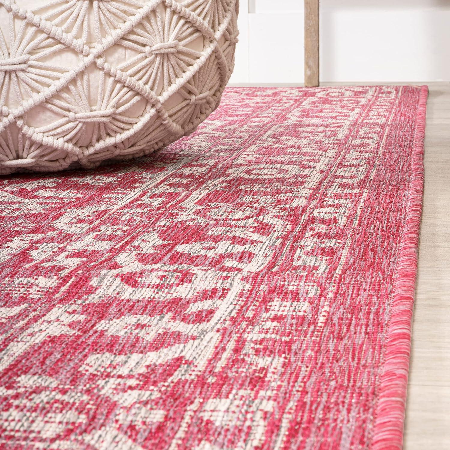 image:imageJONATHAN Y Boho Medallion Indoor Outdoor Area Rug 3X5 FuchsiaLight Gray Malta Textured Weave for Backyard Patio Porch EasyCleaning High Traffic PetFriendly NonShedding SMB104E3FuchsiaLight Gray