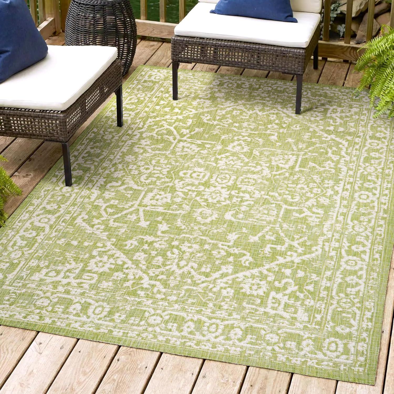 image:imageJONATHAN Y Boho Medallion Indoor Outdoor Area Rug 3X5 FuchsiaLight Gray Malta Textured Weave for Backyard Patio Porch EasyCleaning High Traffic PetFriendly NonShedding SMB104E3GreenCream