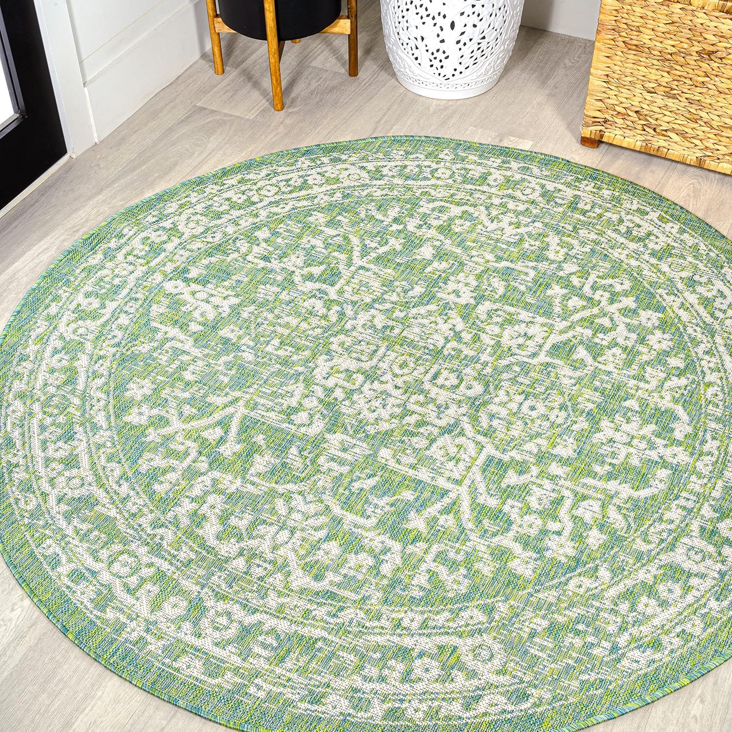 image:imageJONATHAN Y Boho Medallion Indoor Outdoor Area Rug 3X5 FuchsiaLight Gray Malta Textured Weave for Backyard Patio Porch EasyCleaning High Traffic PetFriendly NonShedding SMB104E3CreamGreen